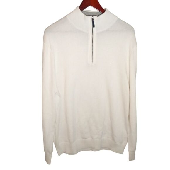 Men's Nautica Off White Quarter Zip Pullover Sweater Size XL - Picture 1 of 4